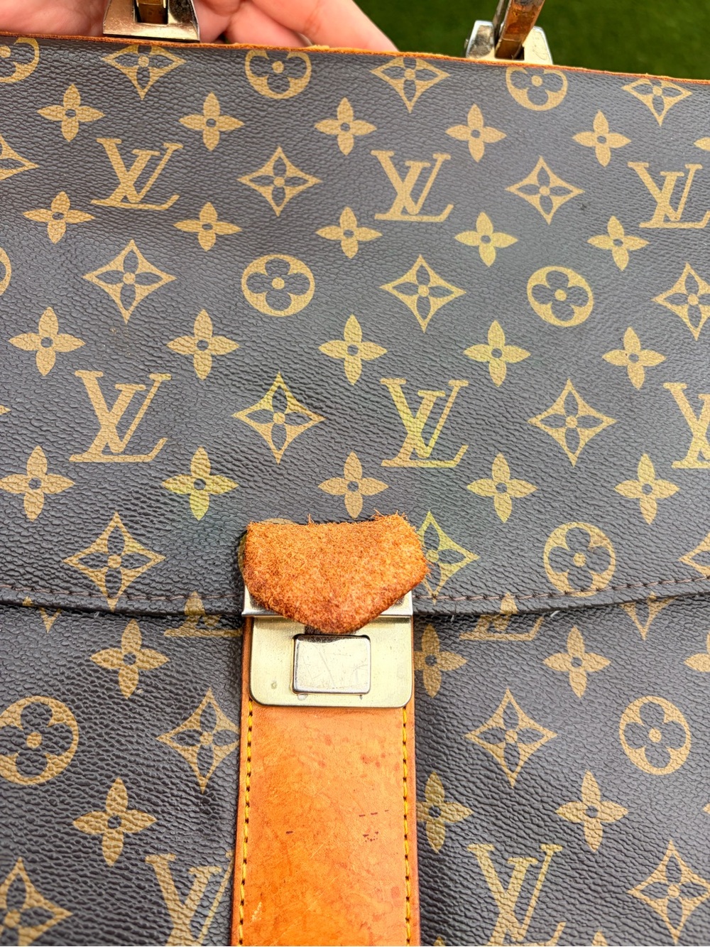 LV Brown Monogram Briefcase with Tan Leather Trim - Picture 12 of 16
